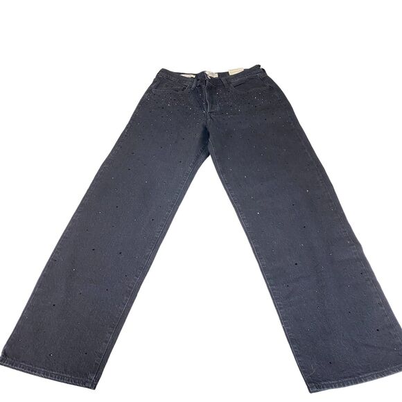 Universal Thread Jeans Womens 10 Black Beaded Comfort Stretch Mid Rise 90s Baggy - Picture 16 of 16